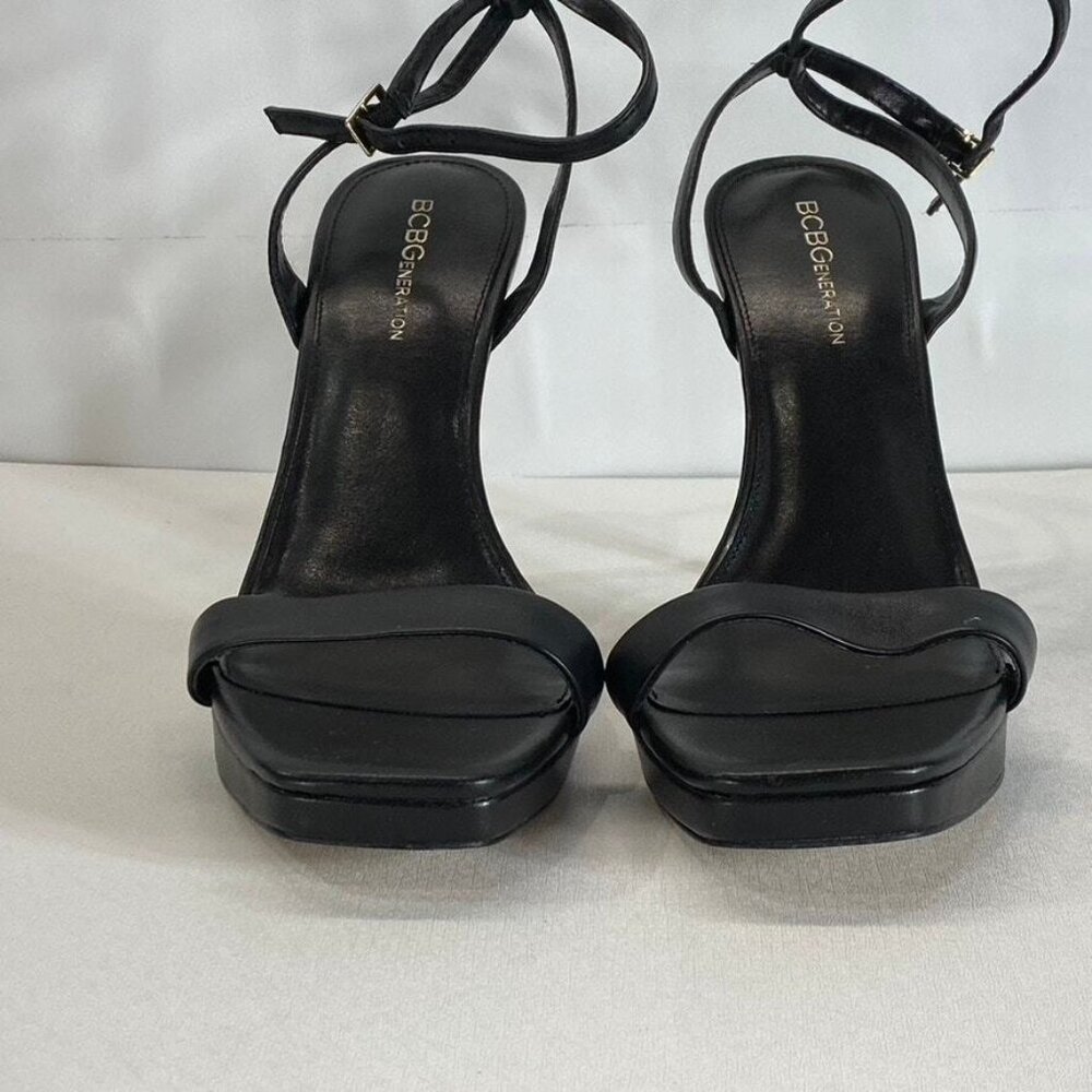 BCBGENERATION Women's Black Leather Cadence Ankle-Strap Platform Sandals - Picture 5 of 10